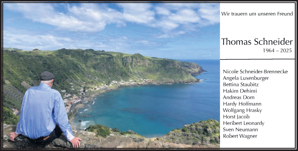  Traueranzeige für Thomas Schneider vom 13.09.2025 aus saarbruecker_zeitung