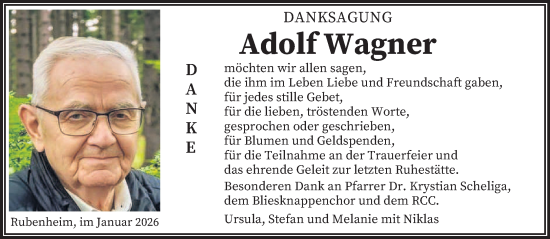 Traueranzeige von Adolf Wagner von saarbruecker_zeitung