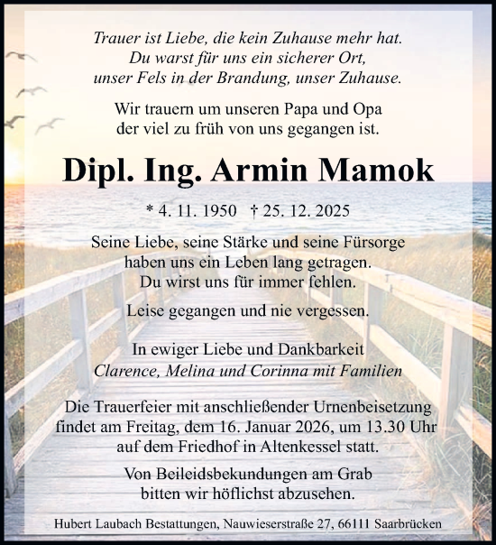 Traueranzeige von Armin Mamok von saarbruecker_zeitung