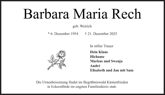 Traueranzeige von Barbara Maria Rech von saarbruecker_zeitung