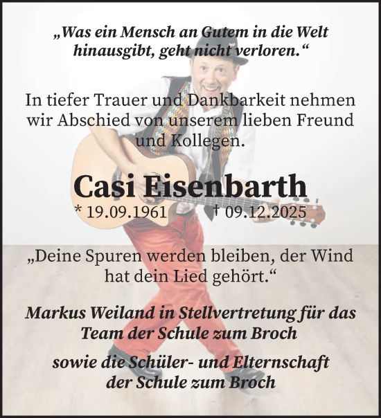 Traueranzeige von Casi Eisenbarth von saarbruecker_zeitung