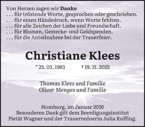 Traueranzeige von Christiane Klees von saarbruecker_zeitung