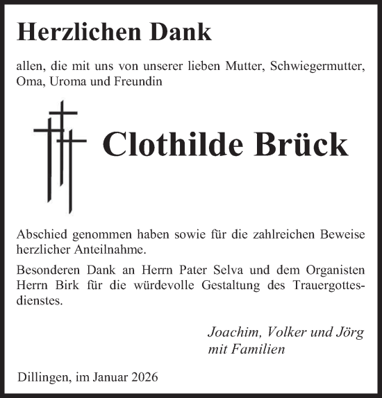 Traueranzeige von Clothilde Brück von saarbruecker_zeitung