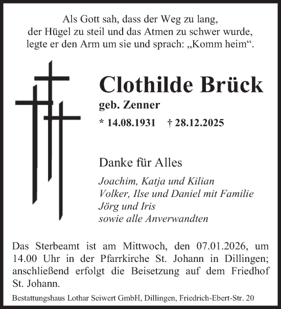 Traueranzeige von Clothilde Brück von saarbruecker_zeitung