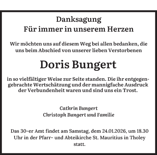 Traueranzeige von Doris Bungert von saarbruecker_zeitung