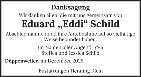 Traueranzeige von Eduard Schild von saarbruecker_zeitung