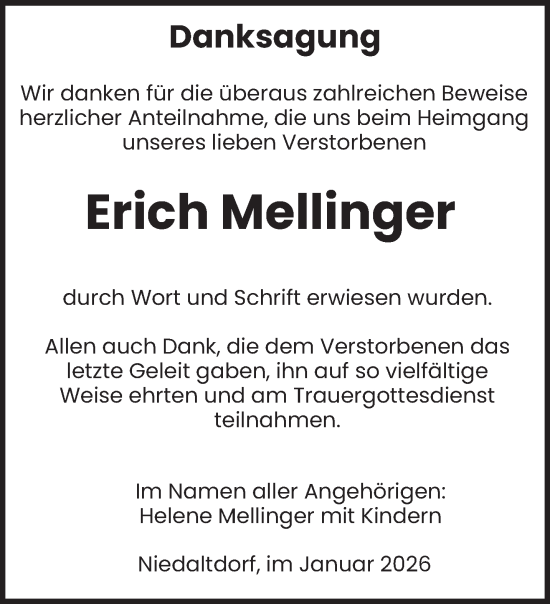 Traueranzeige von Erich Mellinger von saarbruecker_zeitung