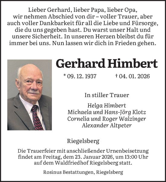 Traueranzeige von Gerhard Himbert von saarbruecker_zeitung