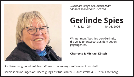 Traueranzeige von Gerlinde Spies von saarbruecker_zeitung