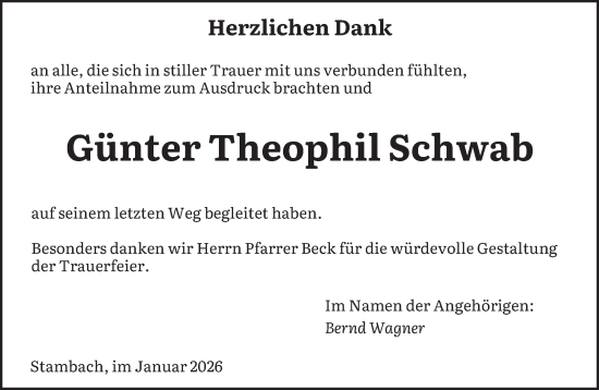 Traueranzeige von Günter Theophil Schwab von saarbruecker_zeitung