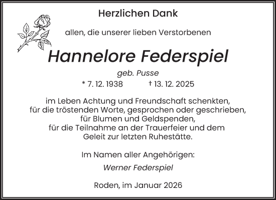 Traueranzeige von Hannelore Federspiel von saarbruecker_zeitung