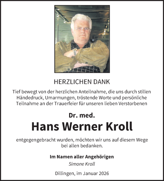 Traueranzeige von Hans Werner Kroll von saarbruecker_zeitung