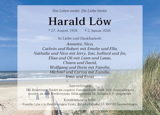 Traueranzeige von Harald Löw von saarbruecker_zeitung