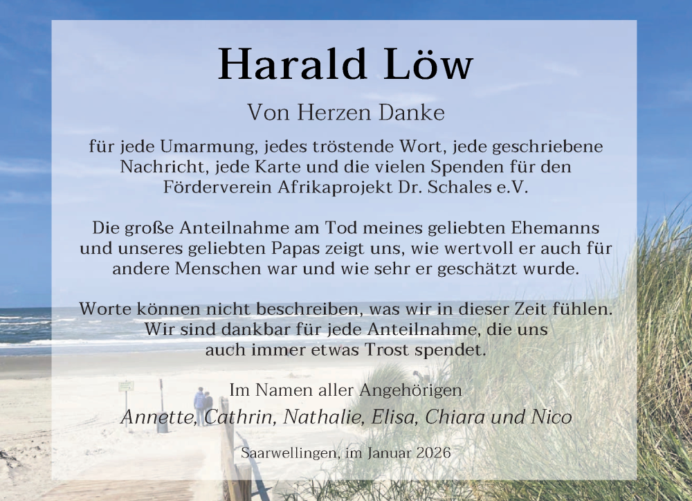  Traueranzeige für Harald Löw vom 31.01.2026 aus saarbruecker_zeitung