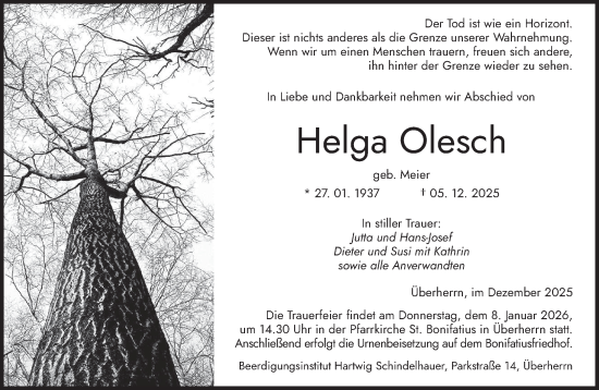 Traueranzeige von Helga Olesch von saarbruecker_zeitung
