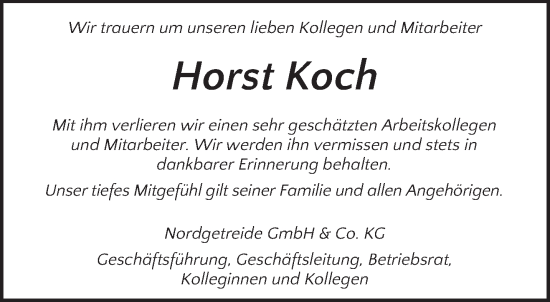 Traueranzeige von Horst Koch von saarbruecker_zeitung