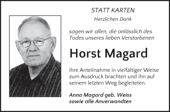 Traueranzeige von Horst Magard von saarbruecker_zeitung