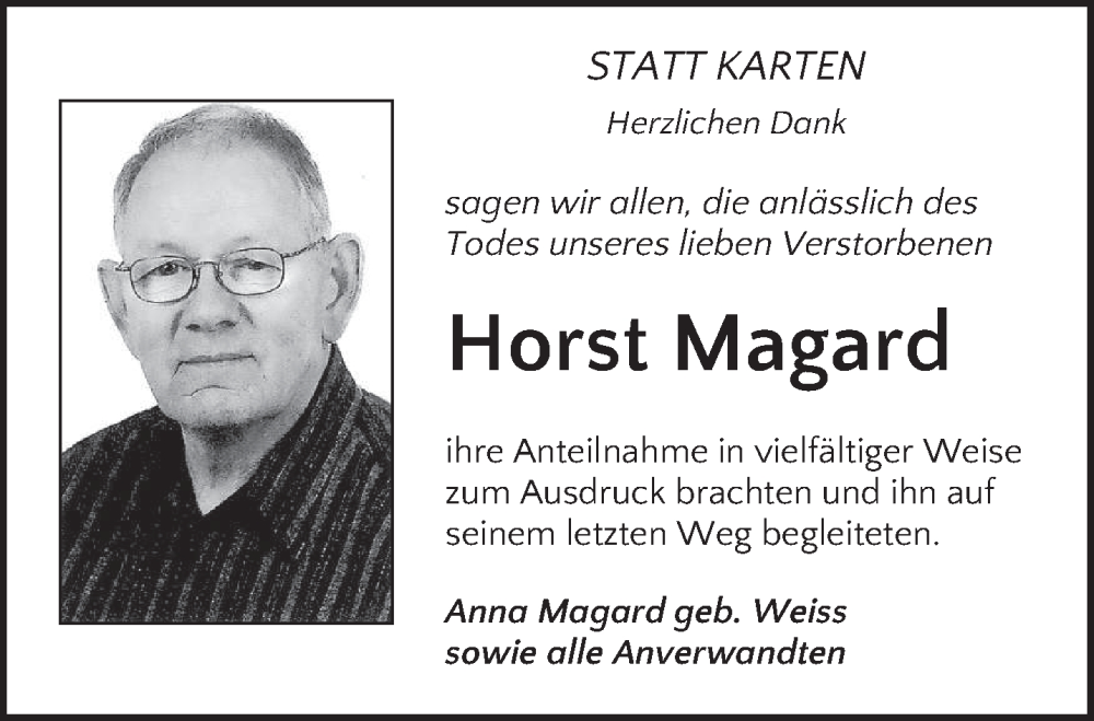  Traueranzeige für Horst Magard vom 17.01.2026 aus saarbruecker_zeitung