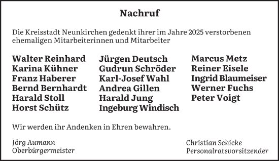 Traueranzeige von In Gedenken  von saarbruecker_zeitung