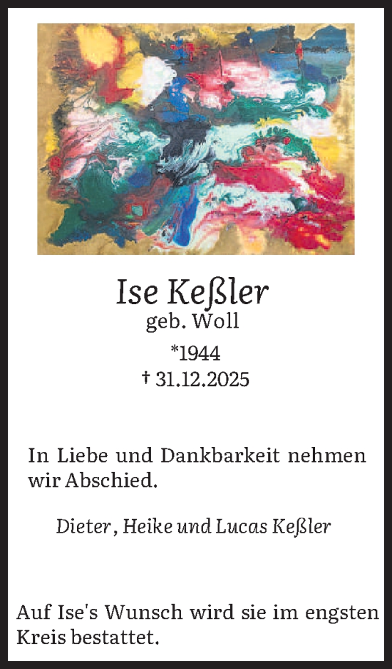 Traueranzeige von Ise Keßler von saarbruecker_zeitung