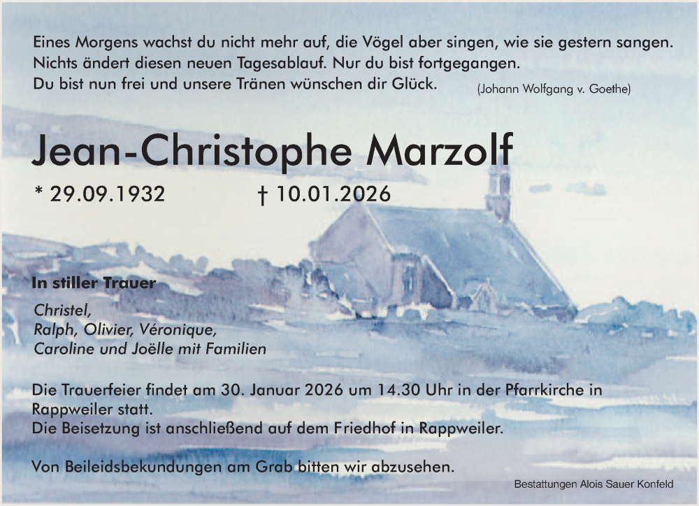  Traueranzeige für Jean-Christophe Marzolf vom 24.01.2026 aus saarbruecker_zeitung
