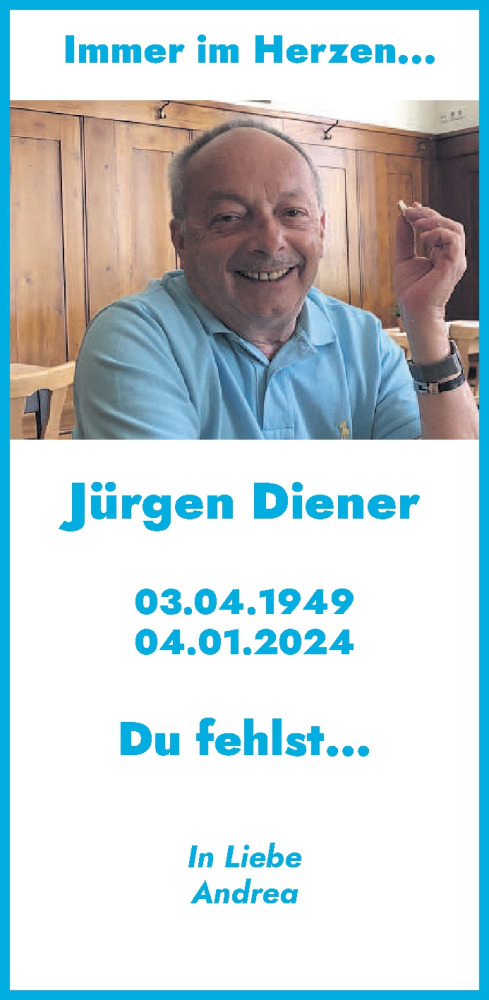 Traueranzeige von Jürgen Diener von saarbruecker_zeitung