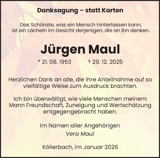 Traueranzeige von Jürgen Maul von saarbruecker_zeitung