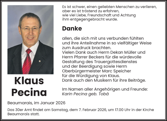 Traueranzeige von Klaus Pecina von saarbruecker_zeitung