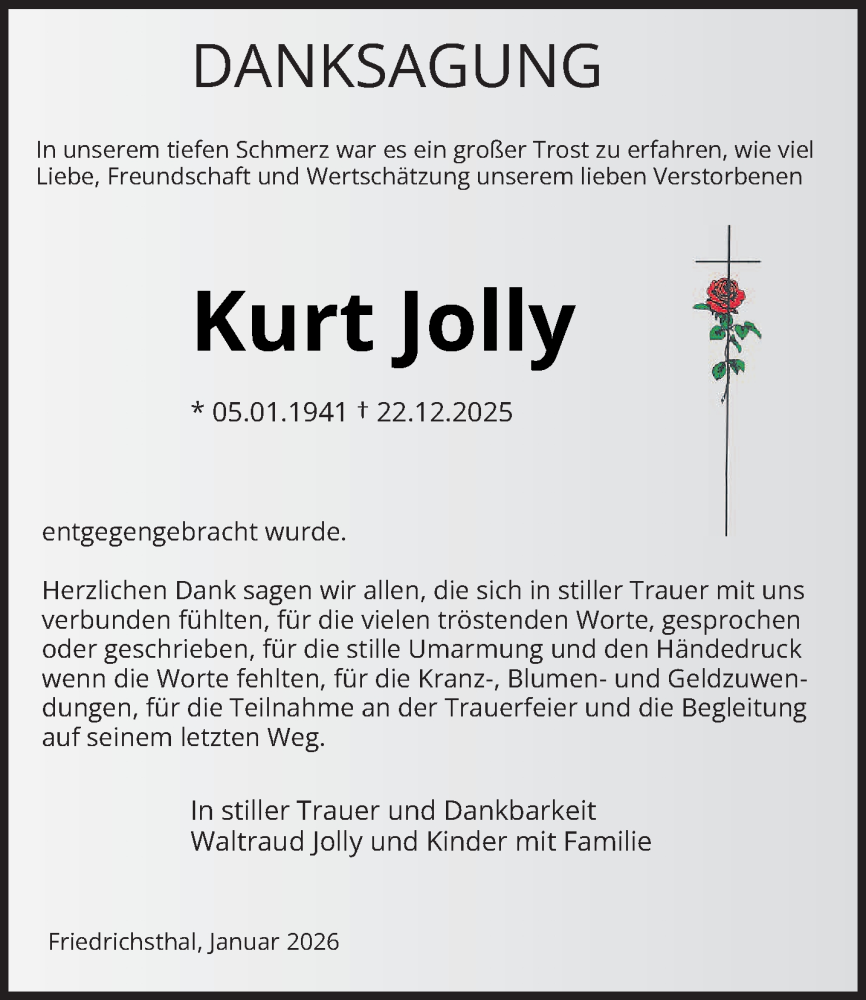  Traueranzeige für Kurt Jolly vom 24.01.2026 aus saarbruecker_zeitung