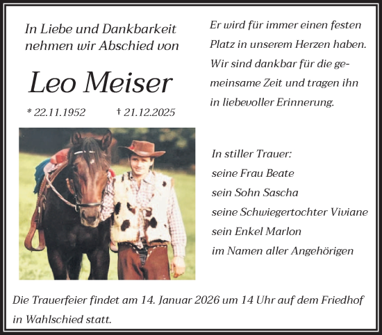Traueranzeige von Leo Meiser von saarbruecker_zeitung