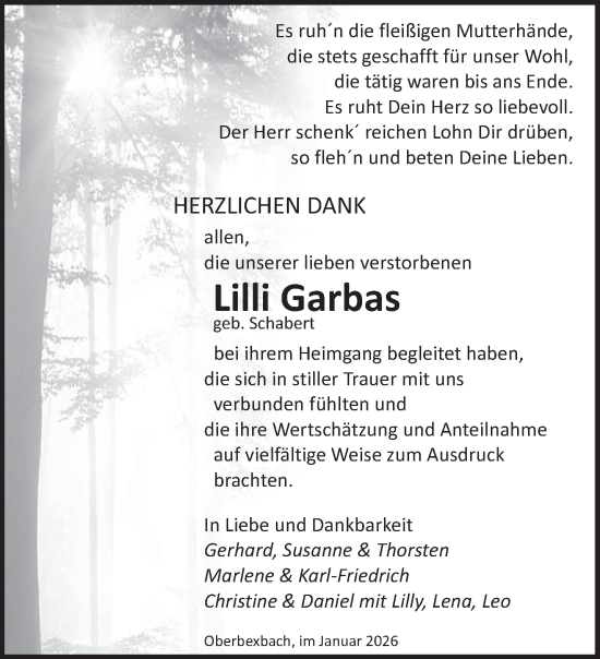 Traueranzeige von Lilli Garbas von saarbruecker_zeitung