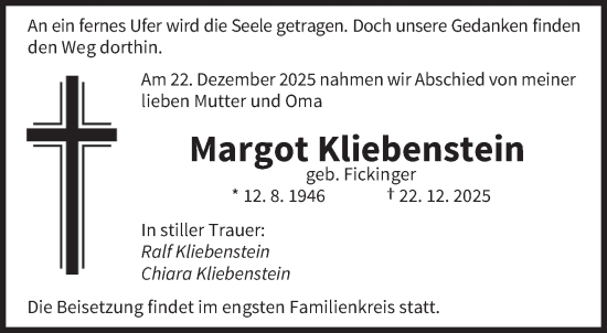 Traueranzeige von Margot Kliebenstein von saarbruecker_zeitung