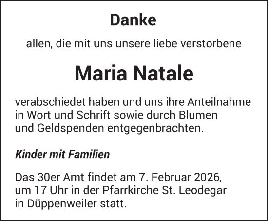 Traueranzeige von Maria Natale von saarbruecker_zeitung
