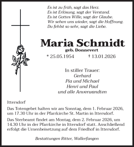 Traueranzeige von Maria Schmidt von saarbruecker_zeitung
