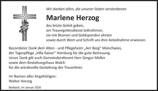 Traueranzeige von Marlene Herzog von saarbruecker_zeitung