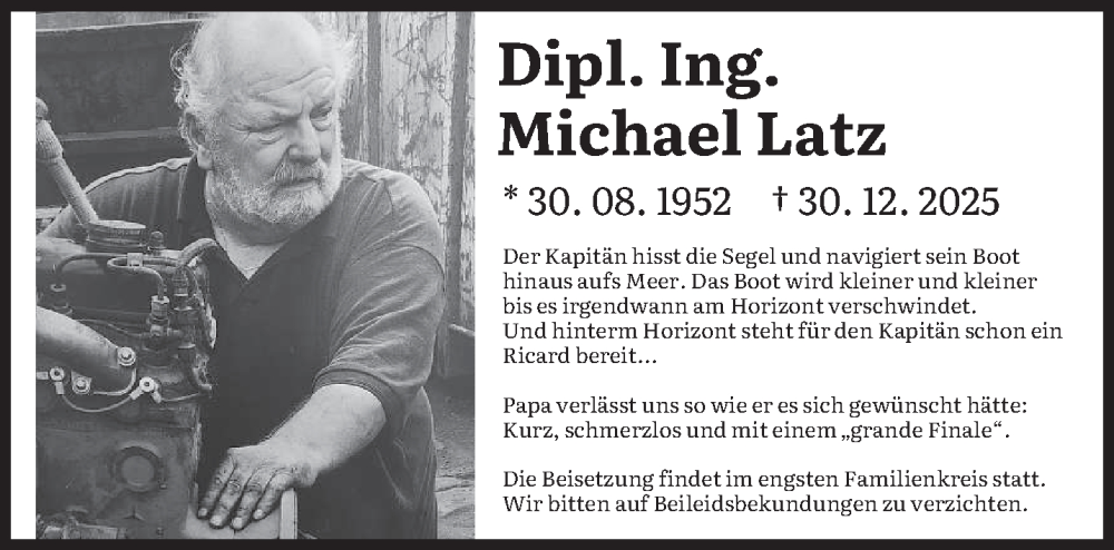  Traueranzeige für Michael Latz vom 07.01.2026 aus saarbruecker_zeitung