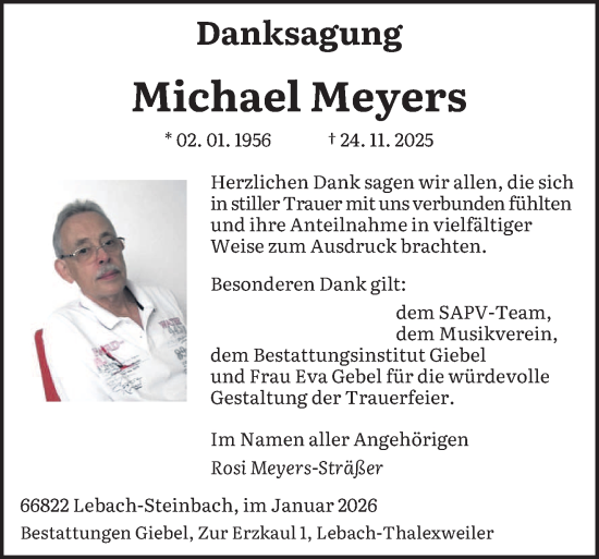 Traueranzeige von Michael Meyers von saarbruecker_zeitung