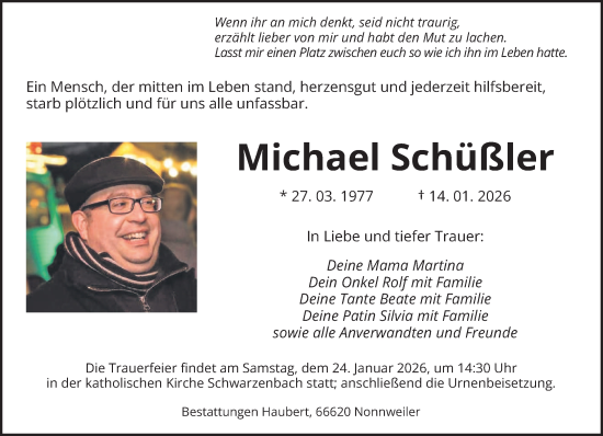 Traueranzeige von Michael Schüßler von saarbruecker_zeitung