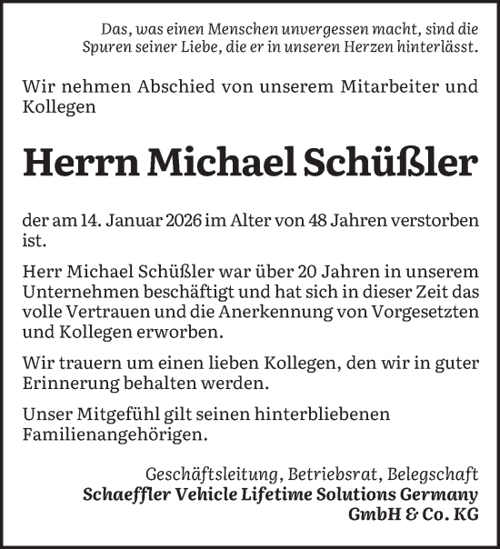 Traueranzeige von Michael Schüßler von saarbruecker_zeitung