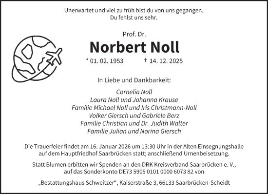 Traueranzeige von Norbert Noll von saarbruecker_zeitung