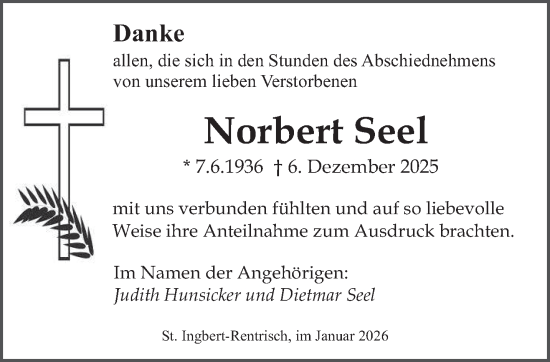 Traueranzeige von Norbert Seel von saarbruecker_zeitung