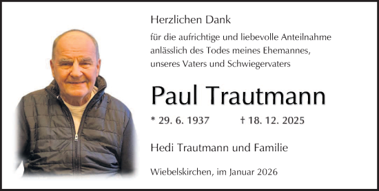 Traueranzeige von Paul Trautmann von saarbruecker_zeitung