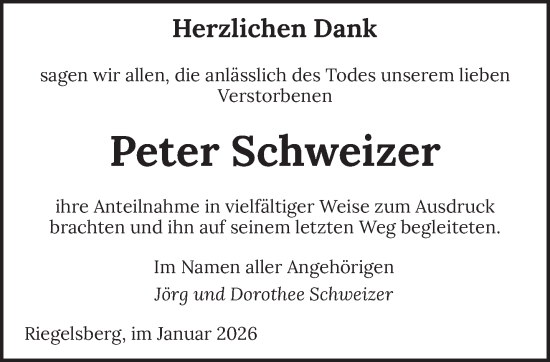 Traueranzeige von Peter Schweizer von saarbruecker_zeitung