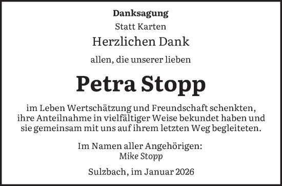 Traueranzeige von Petra Stopp von saarbruecker_zeitung