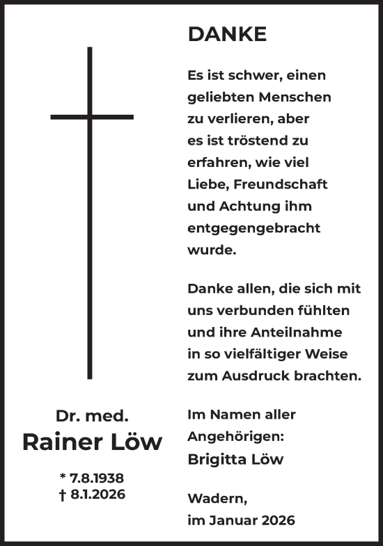 Traueranzeige von Rainer Löw von saarbruecker_zeitung