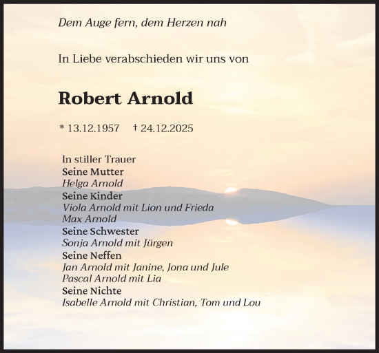 Traueranzeige von Robert Arnold von saarbruecker_zeitung