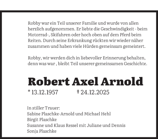 Traueranzeige von Robert Axel Arnold von saarbruecker_zeitung