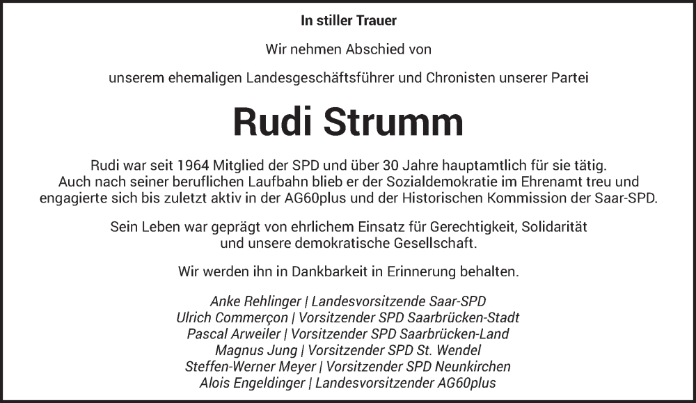  Traueranzeige für Rudi Strumm vom 03.01.2026 aus saarbruecker_zeitung