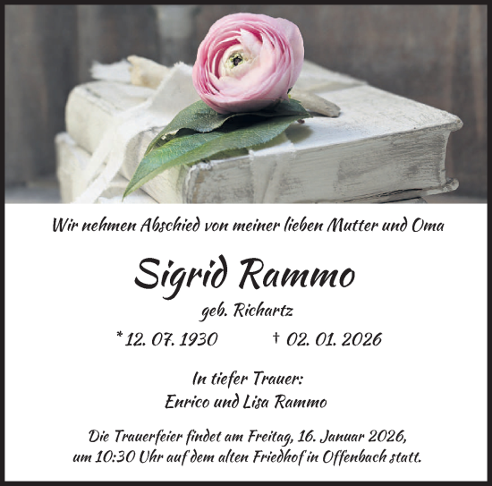 Traueranzeige von Sigrid Rammo von saarbruecker_zeitung