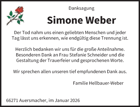 Traueranzeige von Simone Weber von saarbruecker_zeitung